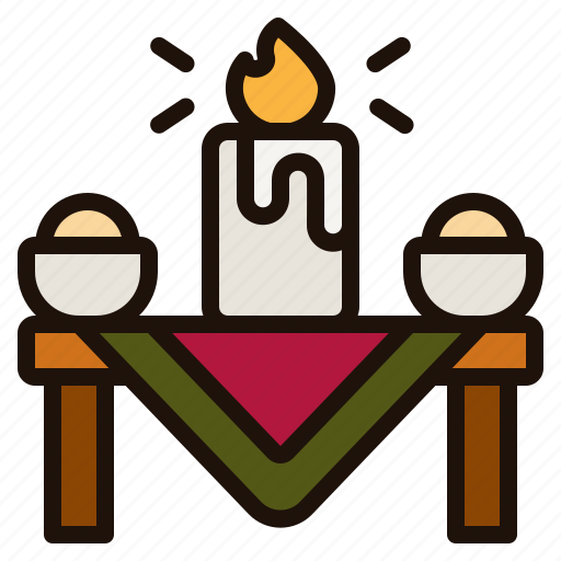 Table, candle, bowl, party, dinner, tablecloth, furniture icon - Download on Iconfinder