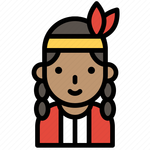 American girl, girl, indian, native american, woman icon - Download on Iconfinder
