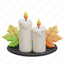 candle, light, autumn, maple leaves, thanksgiving 
