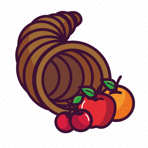 Cornucopia, fruits, with icon - Download on Iconfinder