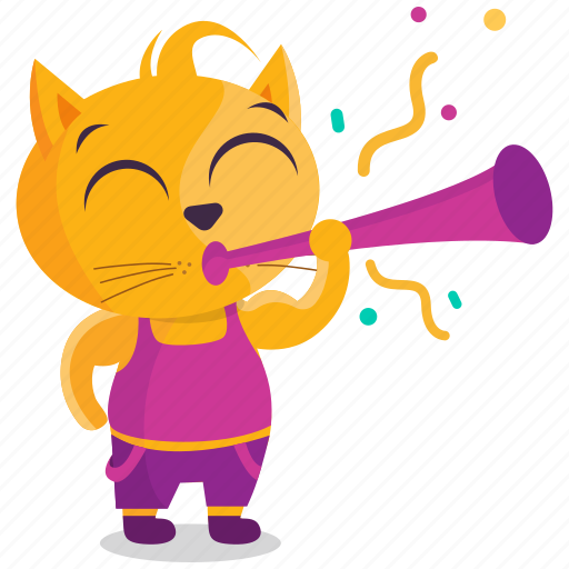 Cat, celebration, emoji, emoticon, flute, smiley, sticker icon - Download on Iconfinder