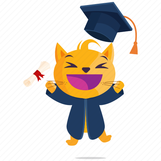 Cat, emoji, emoticon, graduation, smiley, sticker icon - Download on Iconfinder