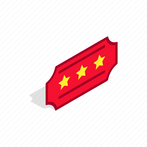 Entry, isometric, red, star, theater, three, ticket icon - Download on Iconfinder