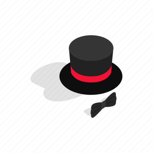 Bow, fashion, gentleman, hat, isometric, tie, top icon - Download on Iconfinder