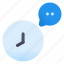 clock, time, chat, bubble, message, mail 