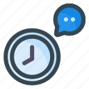 clock, time, chat, bubble