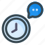 clock, time, chat, bubble 