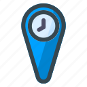 time, location, map, pin, clock, navigation, gps