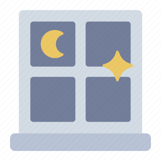 Window, night, architecture, moon, furniture, house icon - Download on Iconfinder