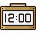 alarm, clock, digital, table, date, time