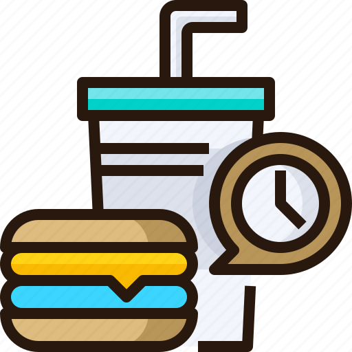 Drink, clock, food, hamburger, time, restaurant icon - Download on Iconfinder