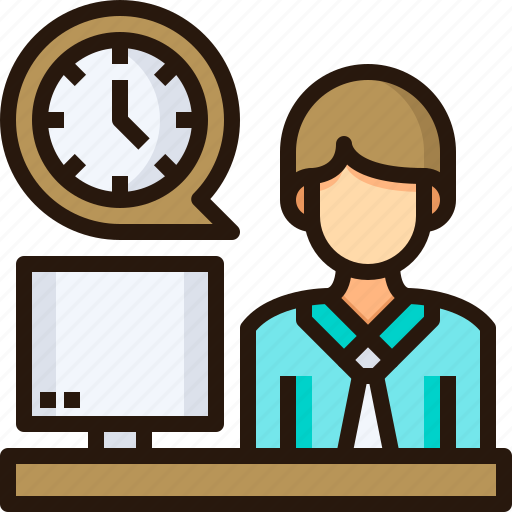 Working, clock, office, people, desk icon - Download on Iconfinder