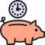 bank, clock, debt, investment, management, piggy, time 