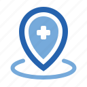 health, hospital, location, map, pin