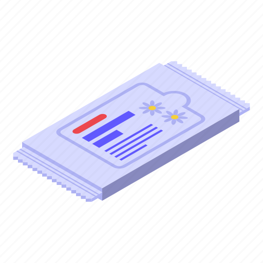 Wet, wipes, pack, isometric icon - Download on Iconfinder