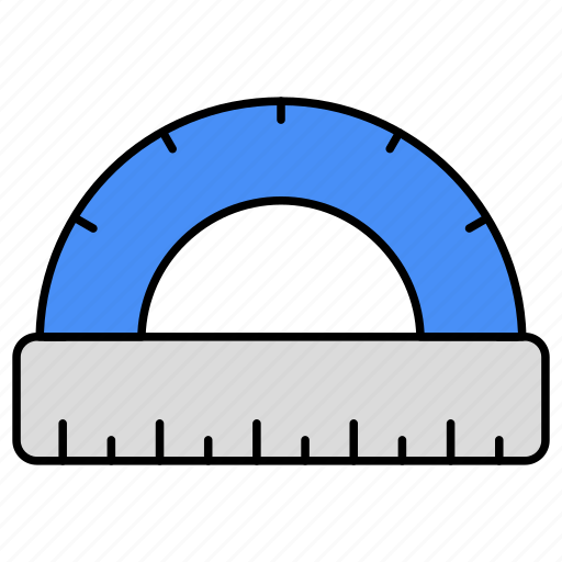 Protractor, geometry tool, geometry equipment, stationery, scale icon - Download on Iconfinder