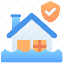 flooded house, flood, water, disaster, home, insurance, shield, protection, coverage