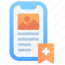 bookmark, saved, image, mobile, favorite, user experience, ux, ui, app