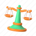 law, scale, balance, legal, justice, business, startup, office, 3d icon