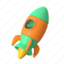 rocket, launch, launching, fly, startup, business, office, 3d icon