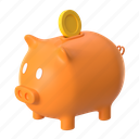 piggy bank, savings, investment, coin, deposit, finance, business, money, 3d icon
