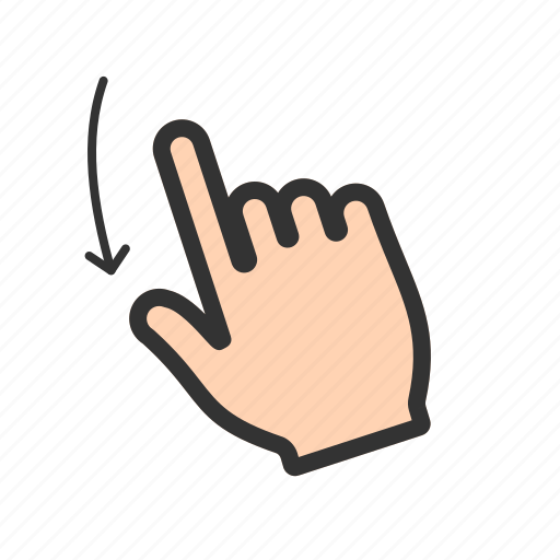 Down, drawn, finger, hand, scroll, swipe, touch icon - Download on Iconfinder