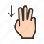 device, fingers, gesture, hand, system, three, up 
