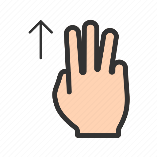 Device, down, fingers, gesture, hand, system, three icon - Download on Iconfinder