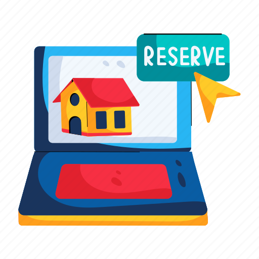 Reserve home, online reservation, house booking, online home, home booking icon - Download on Iconfinder