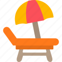 beach, chair, umbrella, travel, icon