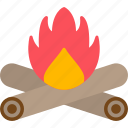 campfire, bonfire, camping, fire, flame, hot, icon