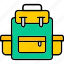 backpack, bag, education, learning, school, schoolbag, hiking, icon 