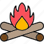 campfire, bonfire, camping, fire, flame, hot, icon 