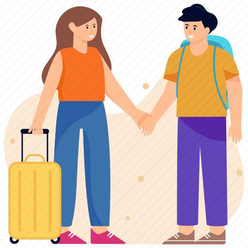 Tourist, traveller, tour luggage, baggage, passenger illustration - Download on Iconfinder