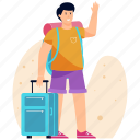 tourist, traveller, tour luggage, baggage, passenger