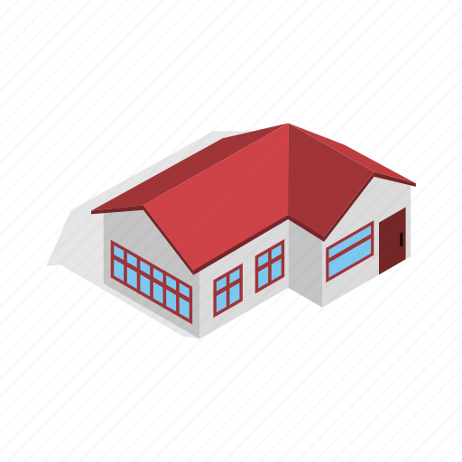Estate, home, house, isometric, red, residential, roof icon - Download on Iconfinder