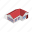 estate, home, house, isometric, red, residential, roof 