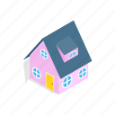 construction, estate, home, house, isometric, pink, residential