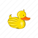 cartoon, duck, object, rubber, sign, toy, yellow