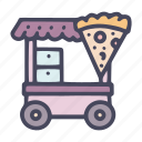 trade, cart, pizza, street, trolley, food, stall