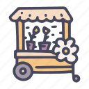 trade, cart, flowers, farm, frolar, kiosk, stall, trolley