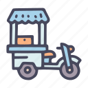 trade, cart, moped, food, delivery, meal, fast