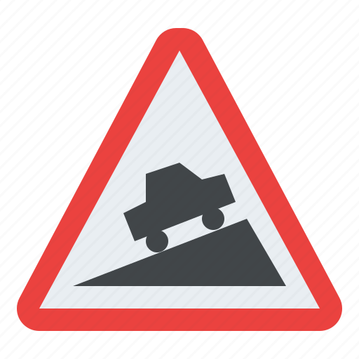 Hill, warning, road, sign, traffic, label icon - Download on Iconfinder