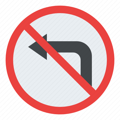 No, turn, left, traffic, sign, label, prohibition icon - Download on Iconfinder