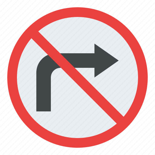 No, turn, right, traffic, sign, label, prohibition icon - Download on Iconfinder