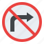 no, turn, right, traffic, sign, label, prohibition 