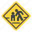 school, crossing, warning, road, sign, traffic, label 