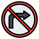 no, turn, right, traffic, sign, label, prohibition