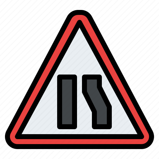 Road, narrows, from, right, ahead, warning, sign icon - Download on Iconfinder