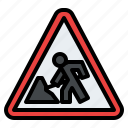 road, works, warning, sign, traffic, label